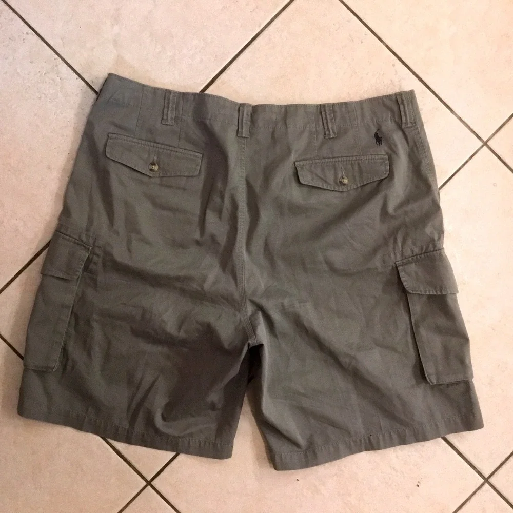 Polo‎ Ralph Lauren Mens Relaxed Fit Cargo Shorts Olive Gray Cotton Size 42